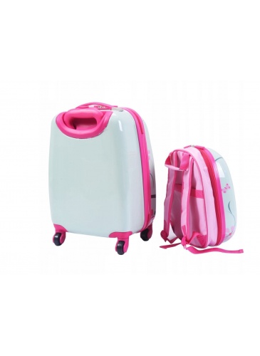 Детский чемодан + рюкзак  OWL PINK