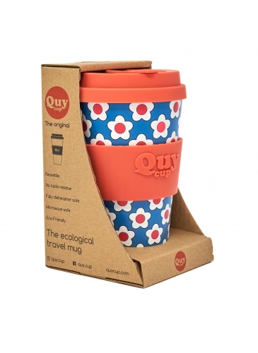 Puodelis QuyCup 400 ml RePET Daisy Blue