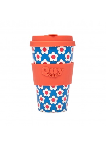 Puodelis QuyCup 400 ml RePET Daisy Blue