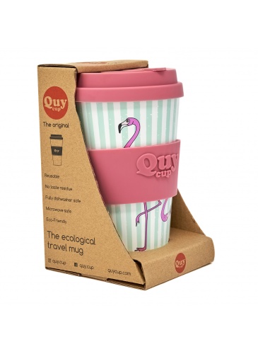 Puodelis QuyCup 400 ml RePET Flamingo